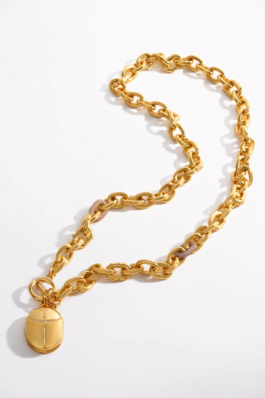 Cosmic Cartouche Long Scarab Necklace